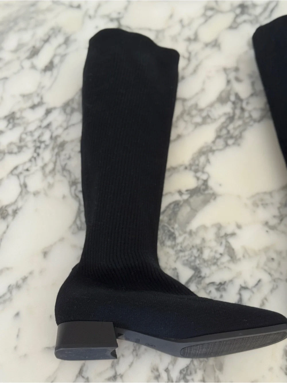 VIVAIA knit Black high Stretch Boot with Low Block Heel